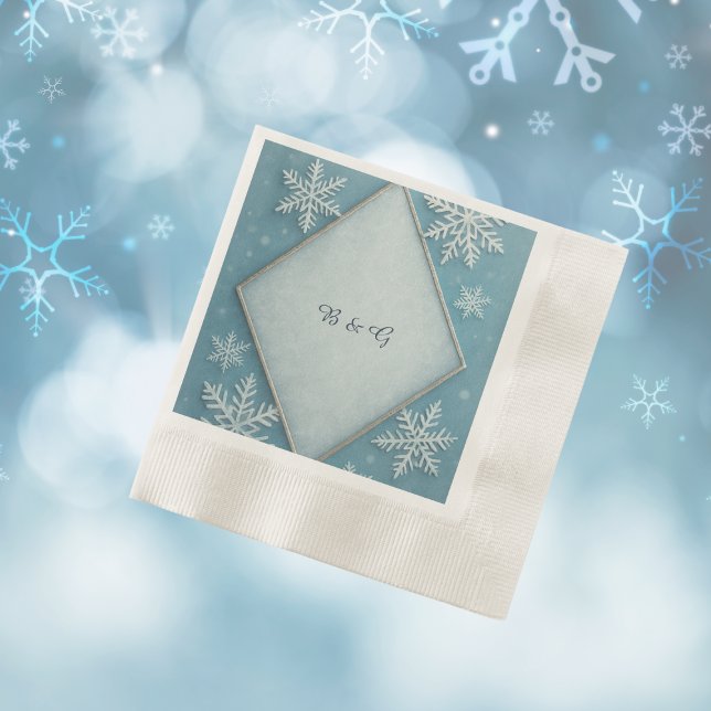 Winter Wonderland Blue Snowy Romantic wedding  Napkins (Creator Uploaded)
