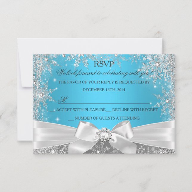 Winter Wonderland Blue Sweet 16 RSVP Card (Front)