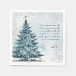 Winter Wonderland Blue Tree Christmas Party Napkins