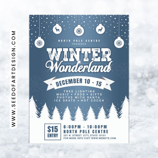 Winter Wonderland: Blue & White Holiday Flyer (Creator Uploaded)