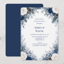 Winter Wonderland Blue White Rose Engagement Party