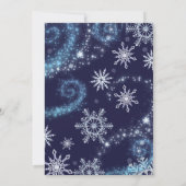 Winter Wonderland Blue & White Sparkle Snowflakes Invitation (Back)