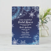 Winter Wonderland Blue & White Sparkle Snowflakes Invitation (Standing Front)