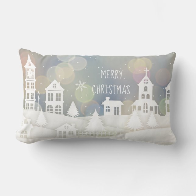 Winter Wonderland Bokeh Lumbar Pillow (Front)