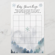 Winter Wonderland Boy Baby Shower Bingo Game