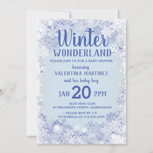 Winter Wonderland Boy Baby Shower Invitation (Front)