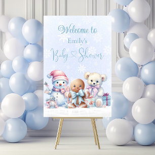 Winter Wonderland Boy Baby Shower Welcome Sign