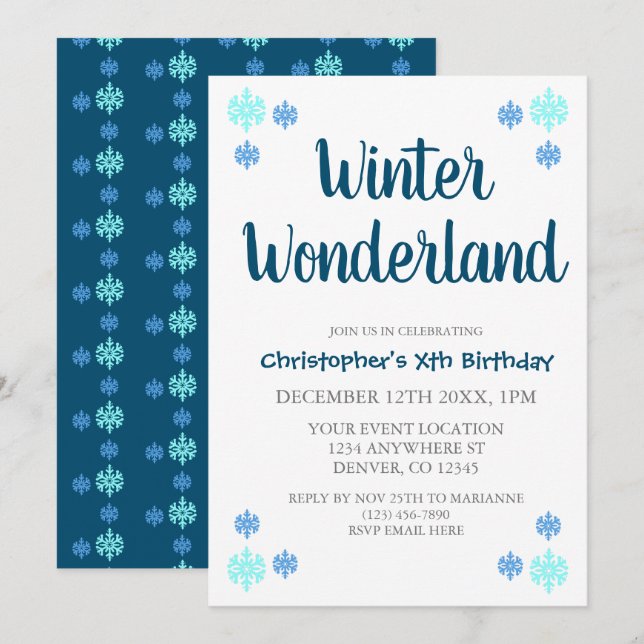 Winter Wonderland Boy Birthday Invitation (Front/Back)