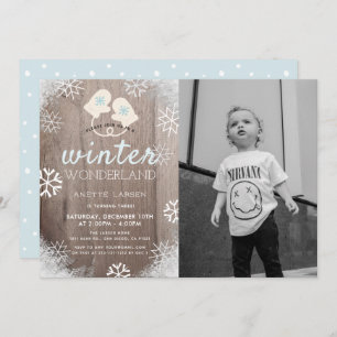 Winter Wonderland Boy Photo Birthday Invitation