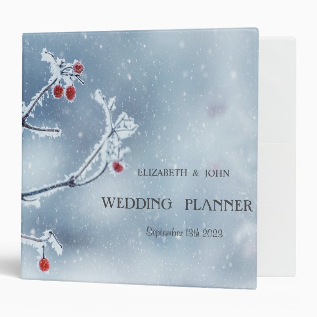 Winter Wonderland Branches Blue 3 Ring Binder (Front/Inside)