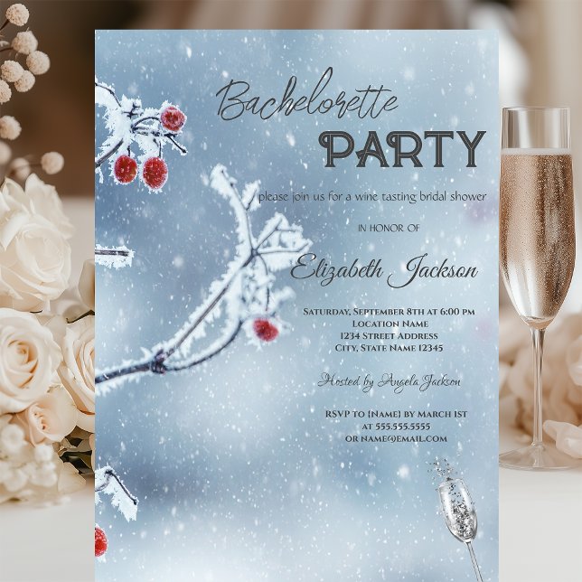 Winter Wonderland Branches Blue Bachelorette  Invitation (Creator Uploaded)
