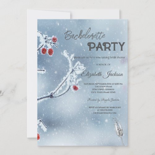 Winter Wonderland Branches Blue Bachelorette  Invitation