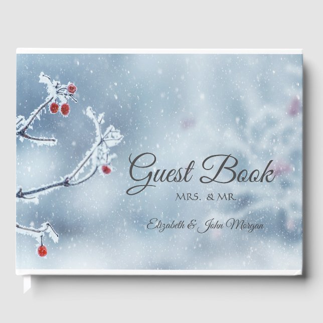 Winter Wonderland Branches Blue Guest Book (Front)