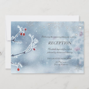 Winter Wonderland Branches Blue Reception Invitation
