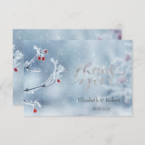 Winter Wonderland Branches Blue Thank You Card