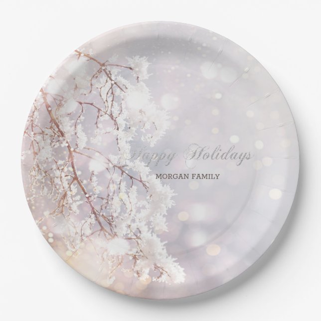 Winter Wonderland Branches Paper Plates (Front)