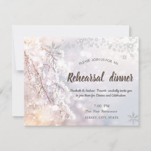 Winter Wonderland Branches Rehearsal Dinner Invitation