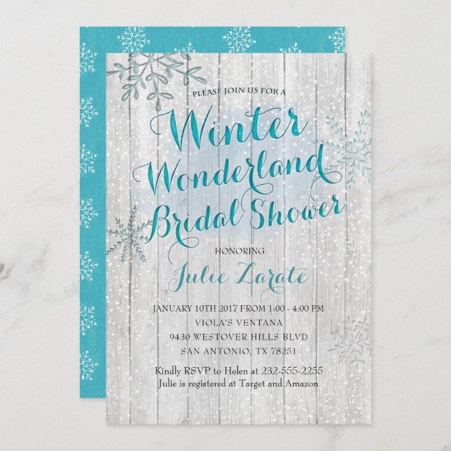 Winter Wonderland Bridal Shower invitation (Front/Back)
