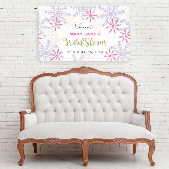 Winter Wonderland Bridal Shower Pink Snowflake Banner (Creator Uploaded)