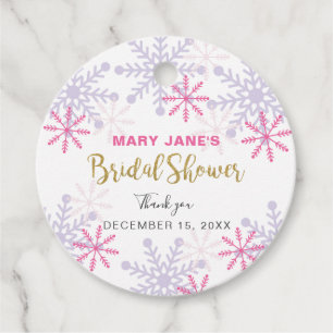 Winter Wonderland Bridal Shower Pink Snowflake Favor Tags