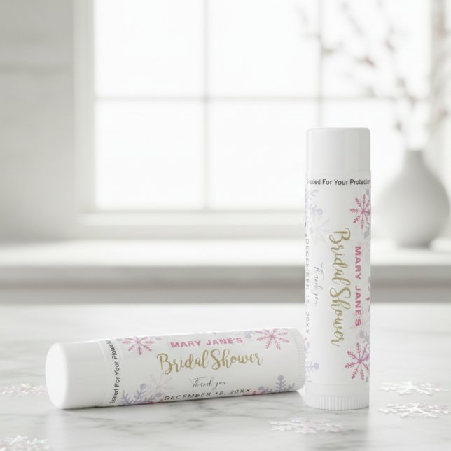 Winter Wonderland Bridal Shower Pink Snowflake Lip Balm (Creator Uploaded)