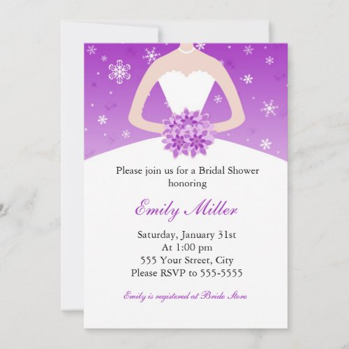 Winter Wonderland Bridal Shower Purple Invitation