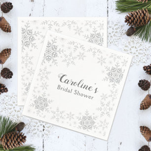 Winter Wonderland Bridal Shower Silver Snowflakes Napkins