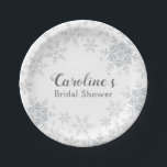 Winter Wonderland Bridal Shower Silver Snowflakes Paper Plates<br><div class="desc">This paper plate features a simply elegant snowflake design in gray and silver glitter, perfect for a winter bridal shower. Additional color options as well as the collection of coordinating products are available in our shop, zazzle.com/store/doodlelulu. Contact us if you need this design applied to a specific product to create...</div>