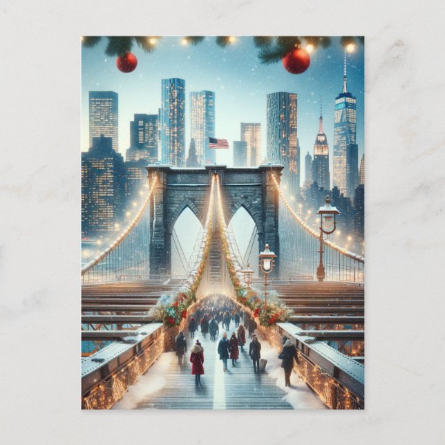 Winter Wonderland. Brooklyn Bridge - New York Postcard (Front)