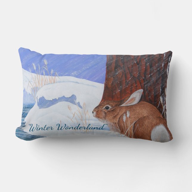 Winter Wonderland ...Brrr...Bunny! Lumbar Pillow (Front)