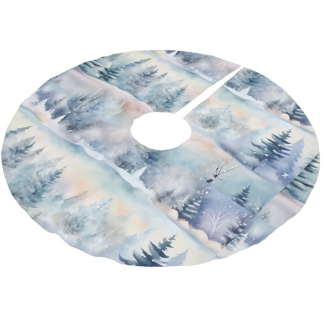 winter wonderland brushed polyester tree skirt (Angled)