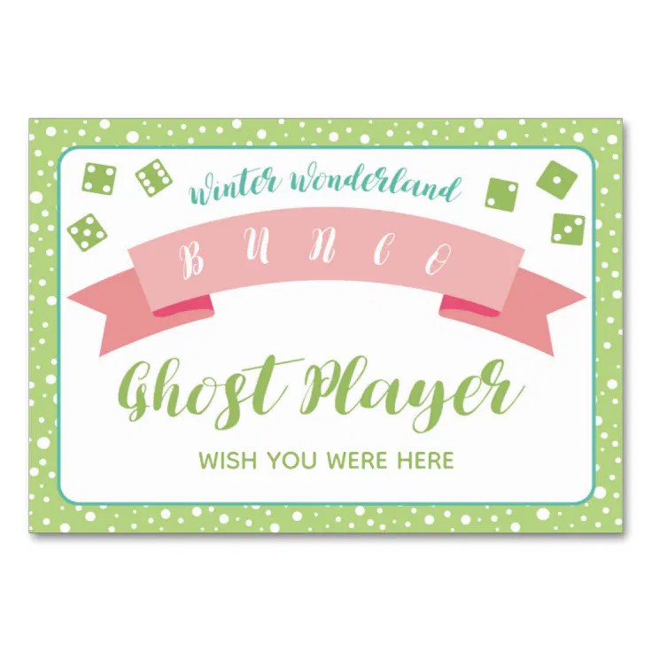 Winter Wonderland Bunco Game Ghost Player Card | Zazzle