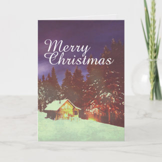 Winter Wonderland Cabin Merry Christmas Cozy Card