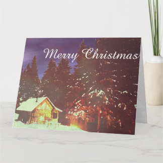Winter Wonderland Cabin Merry Christmas Cozy Card