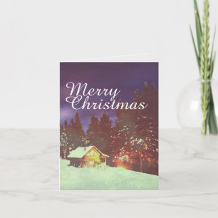 Winter Wonderland Cabin Merry Christmas Cozy Card