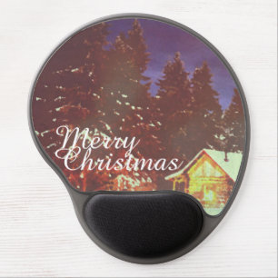 Winter Wonderland Cabin Merry Christmas Cozy Gel Mouse Pad