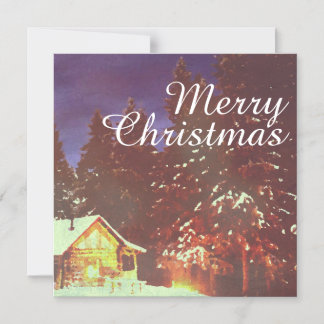 Winter Wonderland Cabin Merry Christmas Cozy Magnetic Invitation