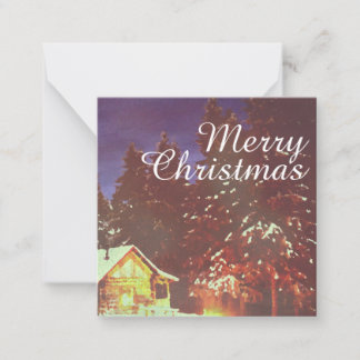 Winter Wonderland Cabin Merry Christmas Cozy Note Card