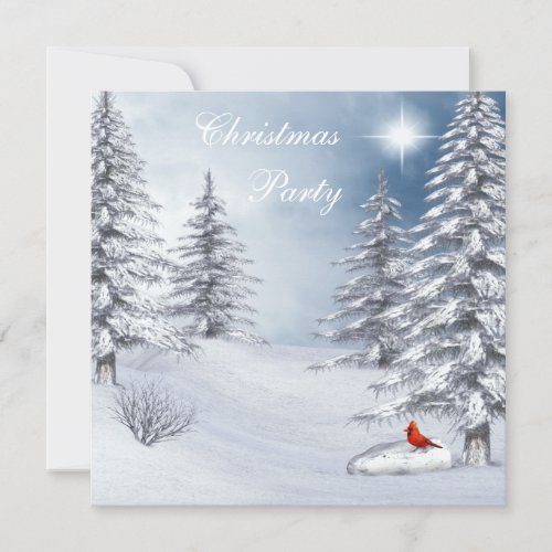 Winter Wonderland &amp; Cardinal Christmas Party Custom Invite