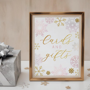 Winter Wonderland Cards Gifts Sign Pink Snowflake