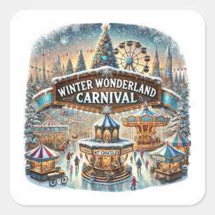 Winter wonderland carnival Christmas Square Sticker
