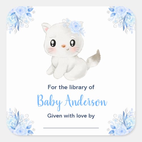 Winter Wonderland Cat Baby Shower Bookplate