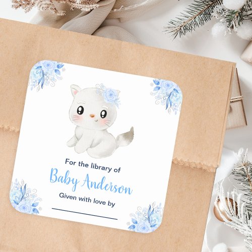 Winter Wonderland Cat Baby Shower Bookplate