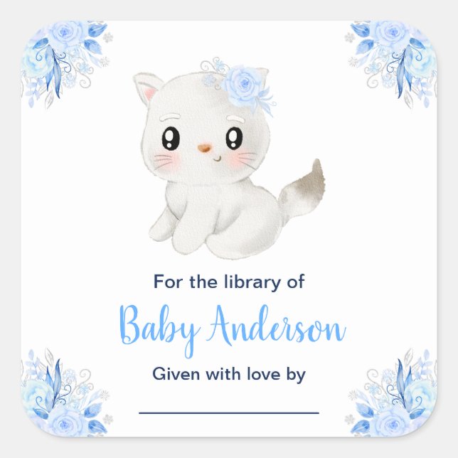 Winter Wonderland Cat Baby Shower Bookplate (Front)