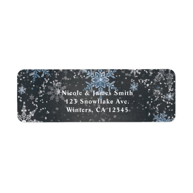 Winter Wonderland Chalk Blue Grey Party Invitation Label (Front)
