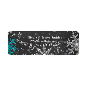 Winter Wonderland Chalk Teal & Purple Invitation Label