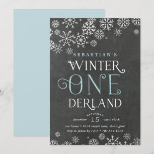 Winter Wonderland Chalkboard First Birthday Invite