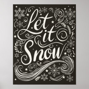 Winter Wonderland Chalkboard Let It Snow Poster