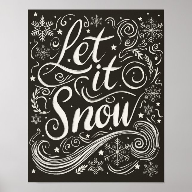 Winter Wonderland Chalkboard Let It Snow Poster (Front)