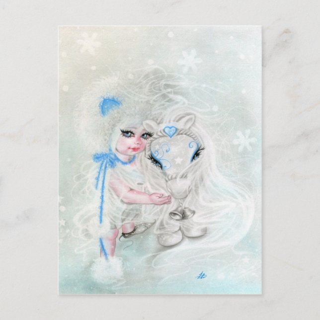 Winter Wonderland   Chibi  Girl Pony postcard (Front)